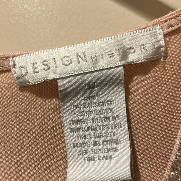 NWOT Design History Soft Pink Sleeveless Chiffon Front Jersey Back Med. Jeweled - Picture 3 of 5